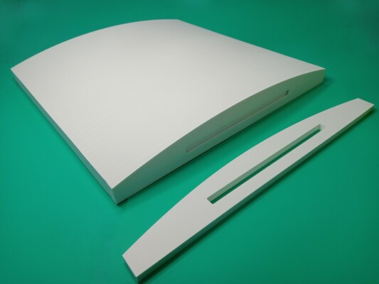 【作製例】ABS発泡材でかまぼこ形状治具を作製しました。